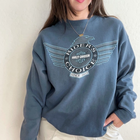 Vintage 1995 Harley Davidson of Reno Nevada Pullover Grey / Blue Crewneck - Picture 3 of 13